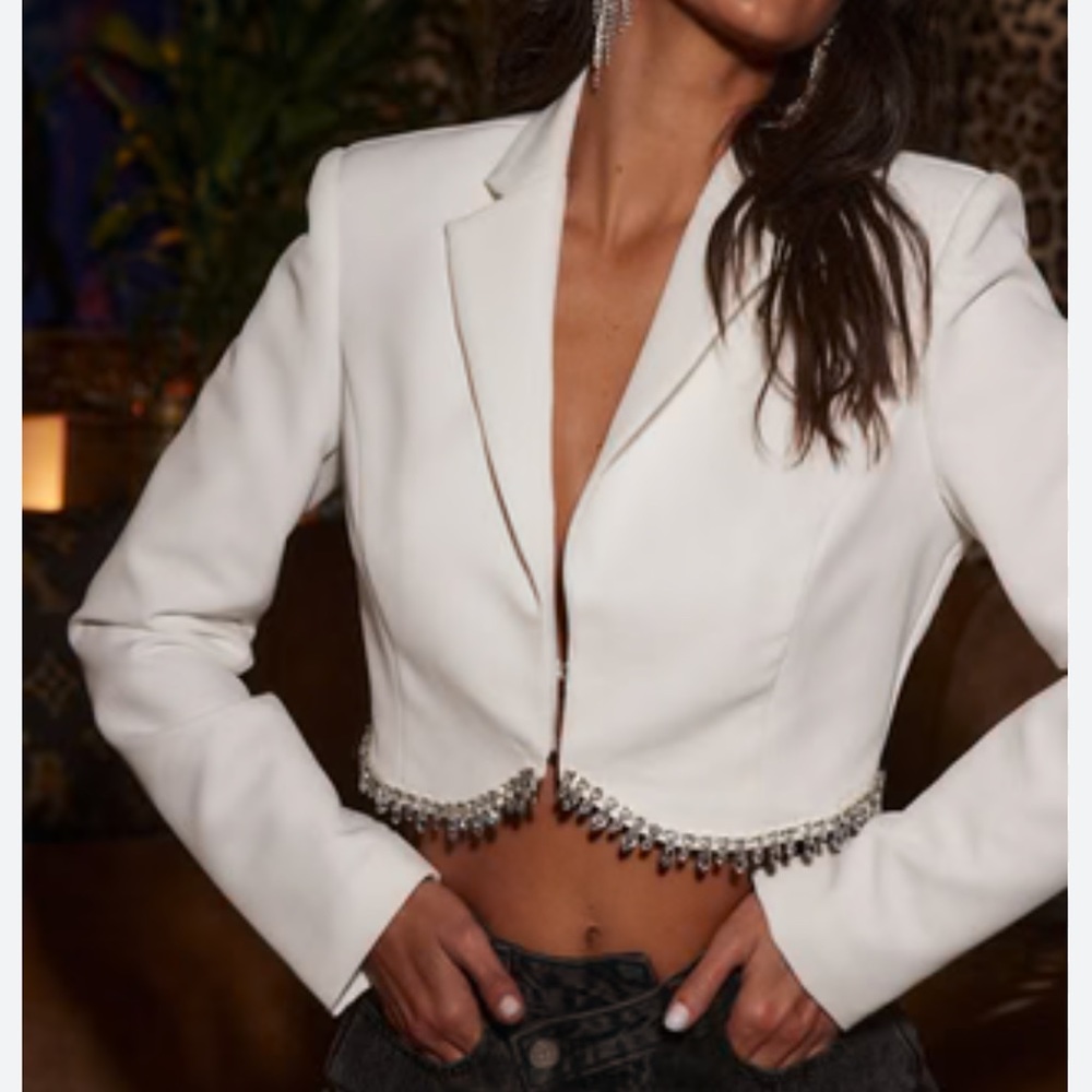 12th tribe crystal cropped blazer small NWT